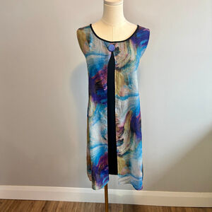 Red Coral Women's Layered Chiffon Dress, Blue & Purple, SZ M